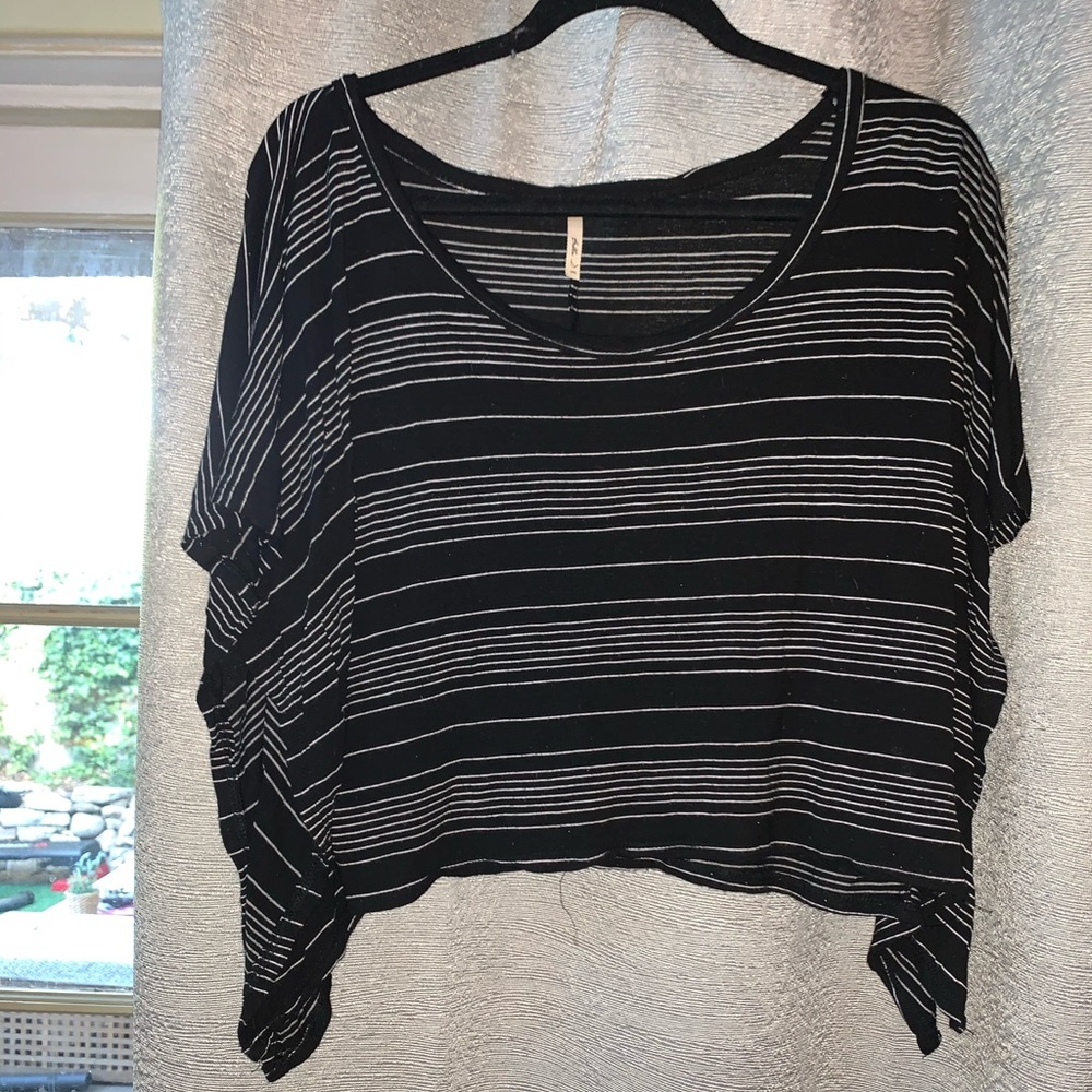 Striped Oversized Black & White Crop Top